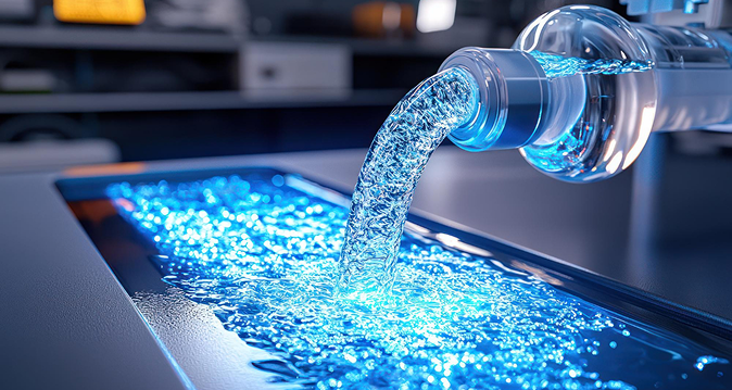 Blue water being poured, symbolizing a personalized filtration recommendation by Water Pure Texas