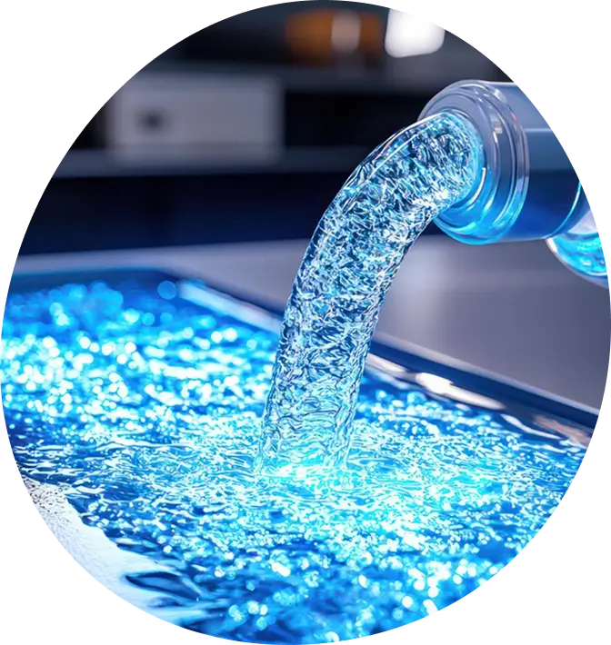 Filtered water graphic representing personalized filtration solutions