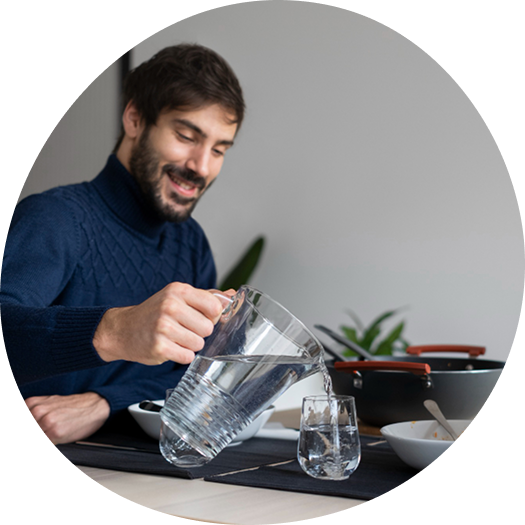 Homeowner checking filtration system for protection from public water contaminants