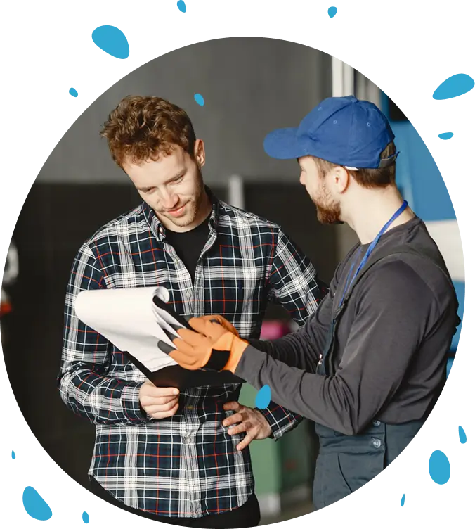 Technician explaining a filtration system to a homeowner, highlighting the personalized approach of Water Pure Texas